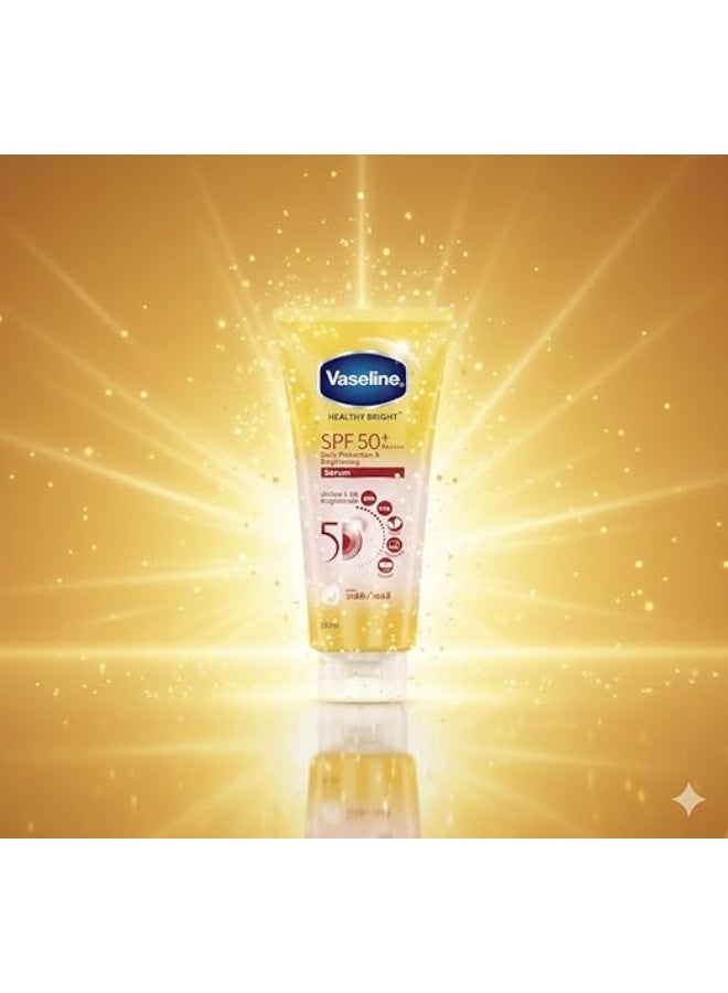 فازلين هيلثي برايت سيروم الحماية والتفتيح اليومي بعامل حماية من الشمس 50+ PA++++، 290 مل - حماية من الشمس والتلوث، نياسيناميد، فيتامين ج و هـ، سريع الامتصاص، غير دهني، يمنح البشرة إشراقة ويغذيها. - Image 4